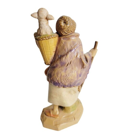 Miriam by Fontanini Young Shepherdess and Lamb in Woven Basket Holding a staff - Picture 4 of 11